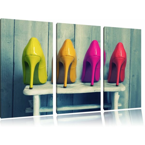 3-tlg. Leinwandbilder-Set "Bunte High Heels", Fotodruck