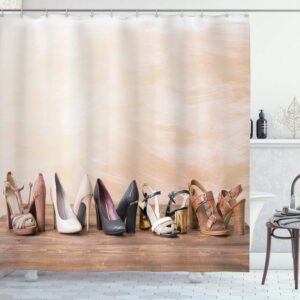 Abakuhaus Duschvorhang Moderner Digitaldruck mit 12 Haken auf Stoff Wasser Resistent Breite 175 cm, Höhe 180 cm, High Heels Classy Sleek-Schuh-Paare