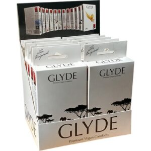 Glyde Kondome Glyde Ultra, 10x10 vegane Kondome Spar-Set, Sorte: Maxi, Zertifiziert mit der Veganblume, Gefühlsecht & Reißfest, Geruchs- und Geschmacksneutral, Größe XL