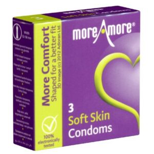 More Amore Kondome Soft Skin Packung mit, 3 St., seidenweiche Kondome mit zartem Vanille-Aroma