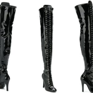 Moschino Latex Lace-up High Boots Over-the-knee Overkneestiefel