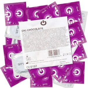 ON Condoms Kondome Chocolate Beutel mit, 100 St., schwarze Kondome mit Schokoaroma, Maxipack