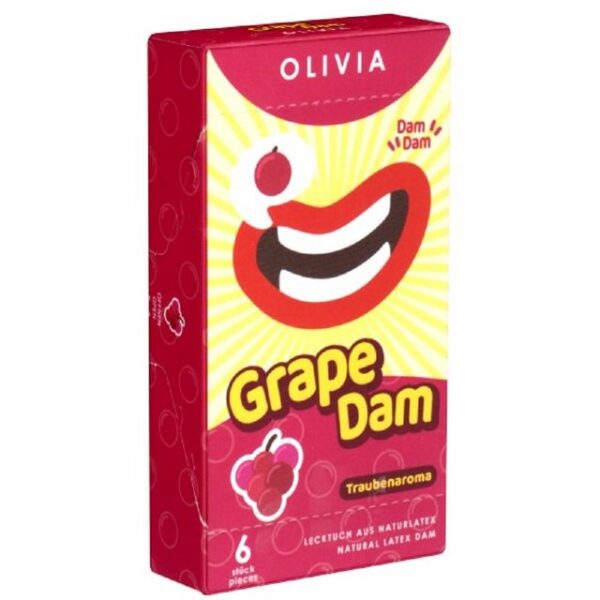 Olivia Kondome Olivia Dams 6 aromatisierte Lecktücker für hygienischen Oralverkehr Variante: Grape, farbige Lecktücher mit Aroma - lila mit Trauben-Duft