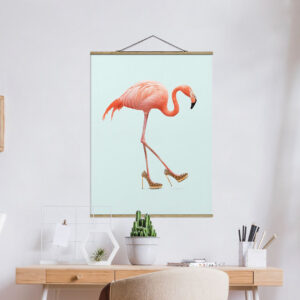 Rahmenloser Grafikdruck Flamingo in High Heels von Jonas Loose