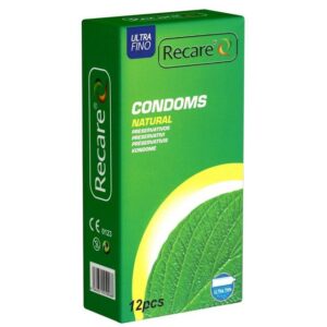 Recare Kondome Natural - superdünne Kondome Packung mit, 12 St., Kondome mit extrem reduzierter Wandstärke