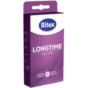 Ritex Kondome "Longtime" Länger Lieben Packung mit, 8 St., Kondome mit Doppelring für ein lang anhaltendes Liebesspiel