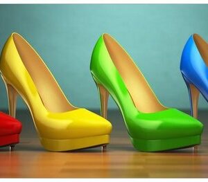 Wallario Acrylglasbild, Bunte Schuhe - High Heels für Frauen, in verschiedenen Ausführungen