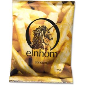 einhorn Kondome Food Porn Packung mit, 7 St., vegane Kondome in der Chipstüte