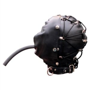 Head mask in black with hose opening