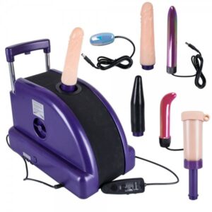 High performance sex machine with vibration elements and three attachments