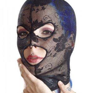Lightweight lace head mask in black