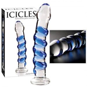 Icicles No.5 glass dildo with base and stimulating spiral