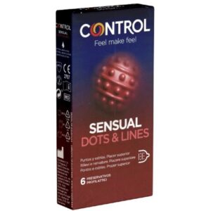 CONTROL CONDOMS Kondome SENSUAL Dots & Lines Packung mit, 6 St., tiefgehend stimulierende Kondome