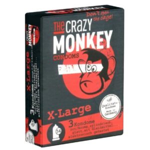 Crazy Monkey XXL-Kondome X-Large Packung mit, 3 St., größere rote Kondome mit Erdbeeraroma