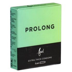 Feel Kondome Prolong - mehr Durchhaltevermögen Packung mit, 3 St., aktverlängernde Kondome für volles Gefühl ohne betäubende Wirkstoffe