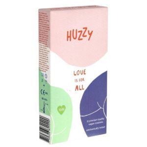 Huzzy Kondome Love is for all Packung mit, 12 St., nachhaltige Vegan-Kondome für eine Welt voller Liebe