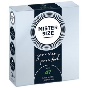 MISTER SIZE Kondome Mister Size "47" Maßkondome - schlank & sportlich Packung mit, 3 St., Kondome in Größe XS, vegan, extra dünn & extra fein, das passende Kondom in Ihrer Größe