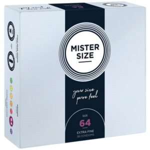 MISTER SIZE XXL-Kondome Mister Size "64" Maßkondome - robust & komfortabel Packung mit, 36 St., Kondome in Größe XXL, vegan, extra dünn & extra fein, das passende Kondom in Ihrer Größe