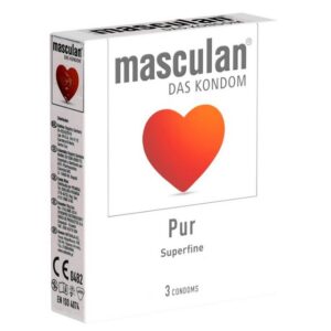 Masculan Kondome Pur (superfine) Packung mit, 3 St., kristallklare, superdünne Kondome