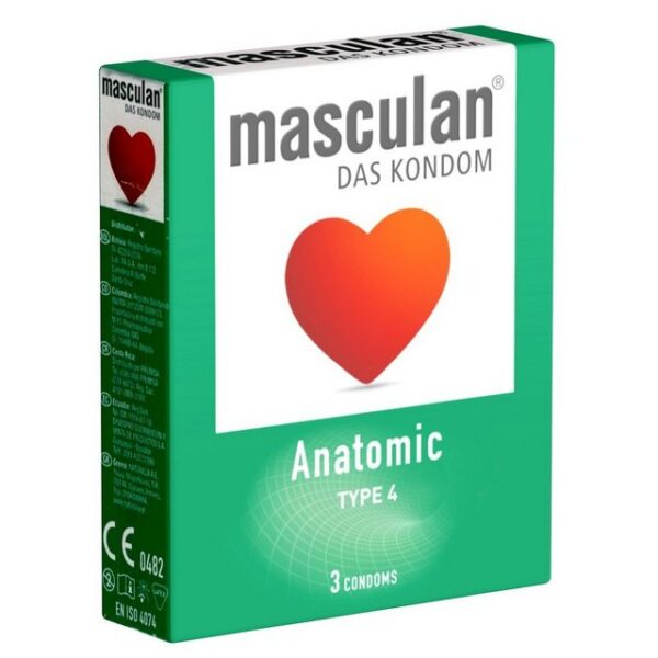 Masculan Kondome Typ 4 (anatomic) Packung mit, 3 St., anatomische Kondome mit enger Kranzfurche