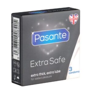 Pasante Kondome Extra Safe (extra starke Kondome für härtere Beanspruchungen) Packung mit, 3 St., extra feuchte Analkondome aus Latex, Kondome mit besonders extra dicker Wandstärke, ideal für Analverkehr