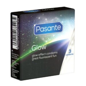 Pasante Kondome Glow (leuchtende Kondome mit grünem Leuchteffekt) Packung mit, 3 St., Leuchtkondome, fluoreszierend, leuchten im Dunkeln