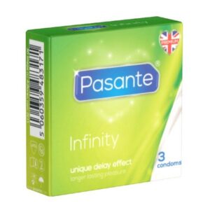 Pasante Kondome Infinity (Delay) aktverlängernde Spezial-Kondome Packung mit, 3 St., länger durchhalten, optimale Befriedigung