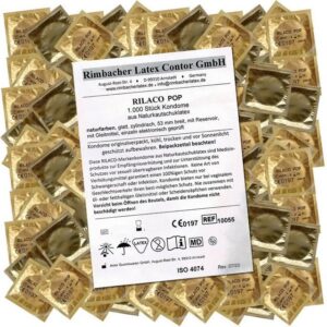 Rilaco Kondome Pop (Nature) Vorratsbeutel mit, 1000 St., feuchte Kondome mit Reservoir