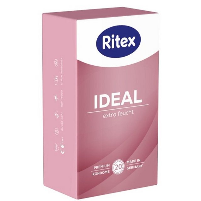 Ritex Kondome „Ideal“ Extra Feucht Packung mit, 20 St., extra feuchte Kondome mit 50% mehr Gleitmittel