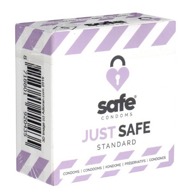 Safe Kondome JUST Safe (Standard) anatomische Kondome, Packung mit, 5 St., Kondome mit Silikongleitmittel, einfach sichere Kondome ohne Latexgeruch