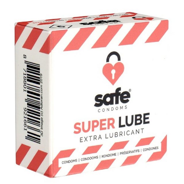 Safe Kondome SUPER Lube (Extra Lubricant) Kondome für ein super natürliches Gefühl, Packung mit, 5 St., Kondome mit besonders viel Gleitmittel, extra feuchte Kondome mit anatomischer Form