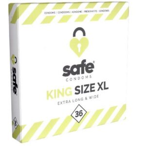 Safe XXL-Kondome KING Size XL (Extra Long & Wide) Packung mit, 36 St., große Kondome für ein sicheres Gefühl