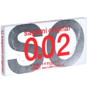 Sagami Kondome Original 0.02 Non Latex Condom - für Latex-Allergiker geeignet, Packung mit, 2 St., latexfreie Kondome, ultradünne japanische Kondome