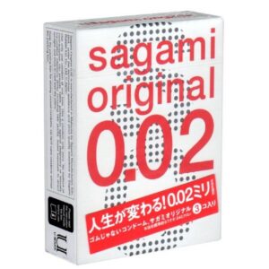 Sagami Kondome Original 0.02 - für Latex-Allergiker geeignet, Packung mit, 3 St., latexfreie Kondome, ultradünne japanische Kondome