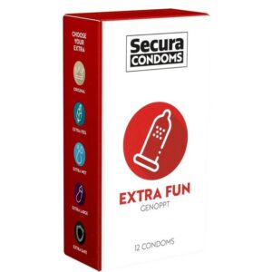 Secura Kondome Extra Fun Packung mit, 12 St., genoppte Kondome für intensiven Extra-Spaß