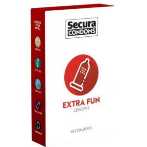 Secura Kondome Extra Fun Packung mit, 48 St., genoppte Kondome für intensiven Extra-Spaß