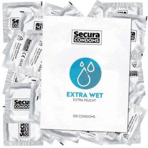 Secura Kondome Extra Wet Packung mit, 100 St., extra feuchte Kondome für lang anhaltenden Spaß