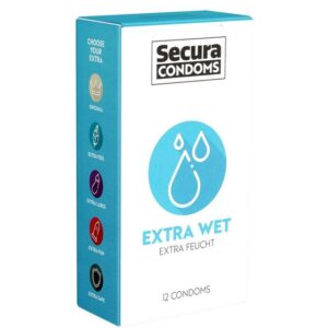 Secura Kondome Extra Wet Packung mit, 12 St., extra feuchte Kondome für lang anhaltenden Spaß