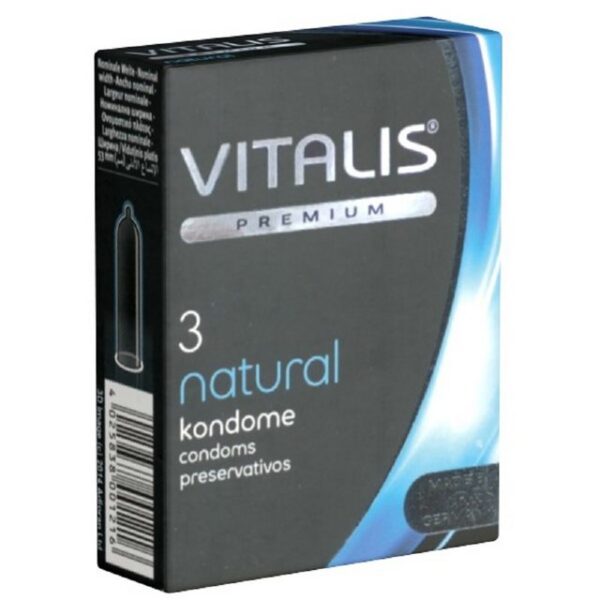 VITALIS Kondome PREMIUM Natural (Kondome für Safer Sex) Packung mit, 3 St., zuverlässig, sicher und angenehm im Gebrauch