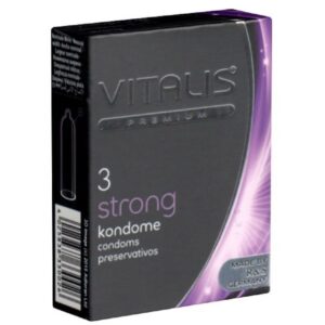 VITALIS Kondome PREMIUM Strong (extra sichere Kondome) Packung mit, 3 St., besonders starke Kondome, zuverlässig, sicher und angenehm im Gebrauch