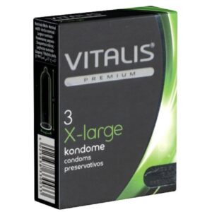 VITALIS XXL-Kondome PREMIUM X-Large (extra lange Kondome) Packung mit, 3 St., Kondome mit etwas mehr Umfang, passend für den großen Penis, zuverlässig, sicher und angenehm im Gebrauch