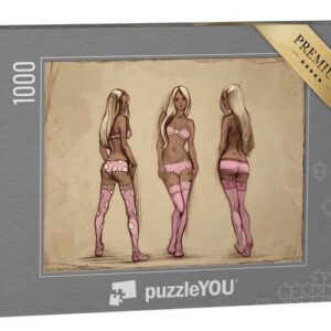 puzzleYOU Puzzle Bleitiftzeichnung: sexy-verspielte Dessous, 1000 Puzzleteile, puzzleYOU-Kollektionen Erotik