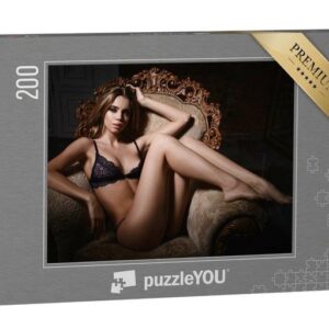 puzzleYOU Puzzle Erotische Fotografie: Frau in Dessous auf Sessel, 200 Puzzleteile, puzzleYOU-Kollektionen Erotik