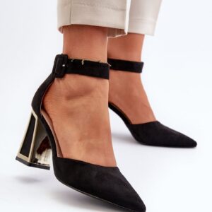 Black Lodho High Heeled Suede Pumps