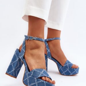 Blue Acrana High Heeled Denim Sandals