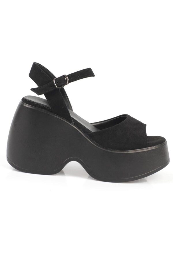 Capone Outfitters Capone Women's High Wedge Heel Ankle Strap Black Women's Sandals