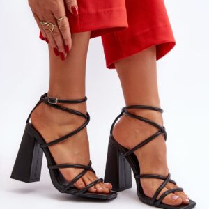 Fashionable black high-heeled sandals Josette