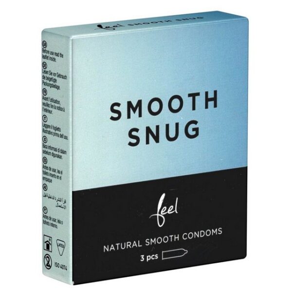 Feel Kondome Smooth Snug - kleine Größe Packung mit, 3 St., seidenzarte Kondome ohne Latexgeruch, enge Kondome mit samtweicher Oberfläche