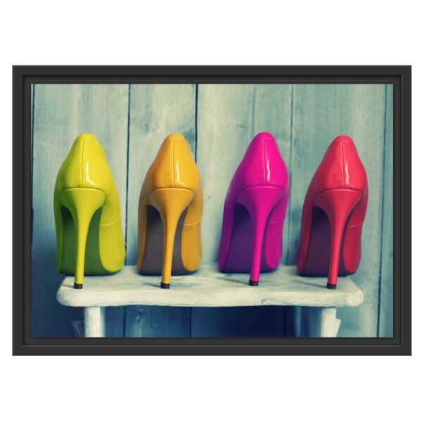 Gerahmtes Wandbild Bunte High Heels