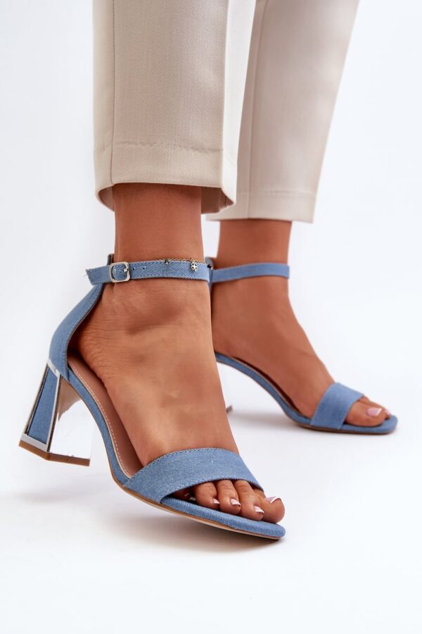 High-heeled denim sandals, Blue Pholia